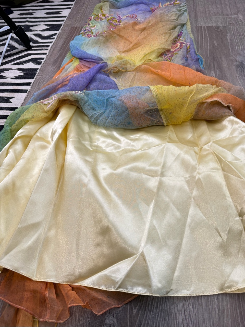 Vintage 100% Silk Dress Vintage Rainbow Dress Prom Vintage Beaded Dress - Picture 12 of 16